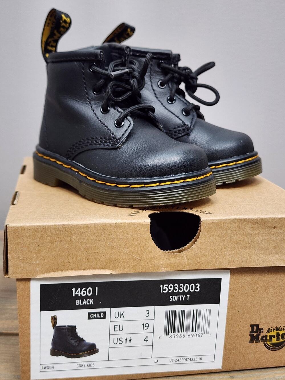 NEW Dr Martens Toddler 1460 Boots Doc Martens Softy T Black Combat Size 4